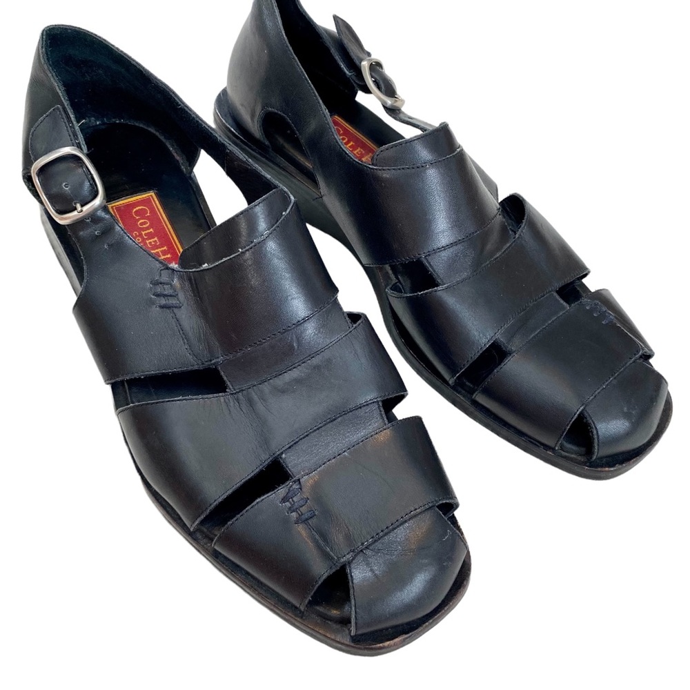 Cole Haan Black Leather Men's Fisherman Sandals